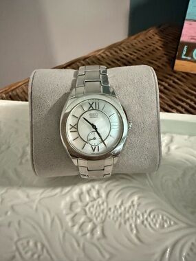 ESQ Movado Silver-Tone Mother of Pearl Dial Watch